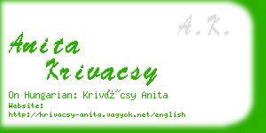 anita krivacsy business card